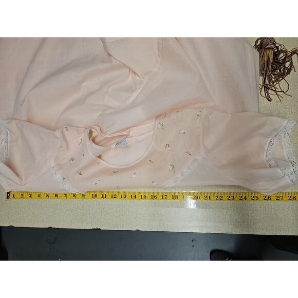 Vtg Katz Pink Embroidered Flowers Lace Trim Women's XL Cottagecore Grannycore - Picture 11 of 12